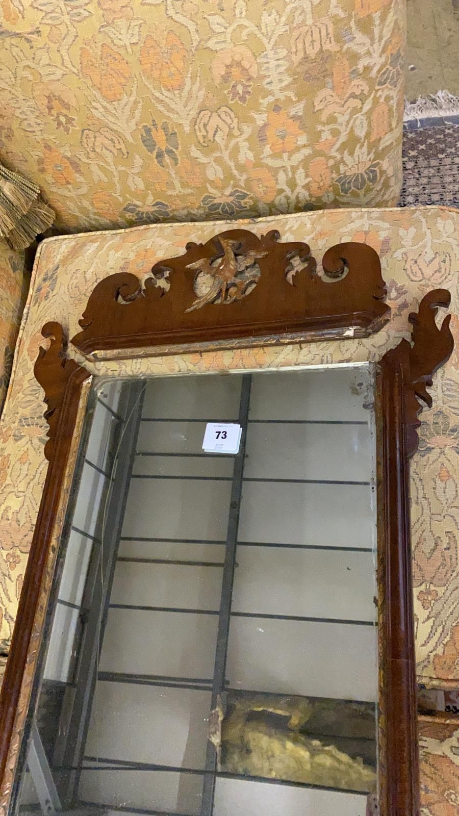 A George III style fret cut wall mirror, width height 94cm - in need of restoration
